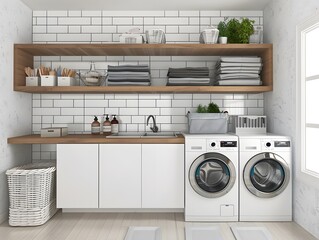 Minimalism Modern laundry room with functional organization for everyday life