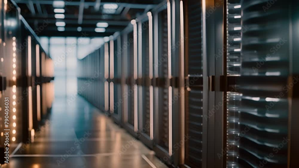 Poster rows of servers in a data center generative ai