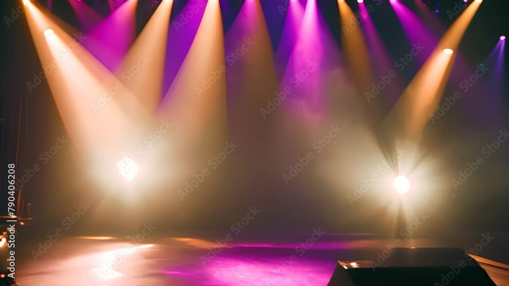 Aufkleber stage illuminated by three spotlights generative ai