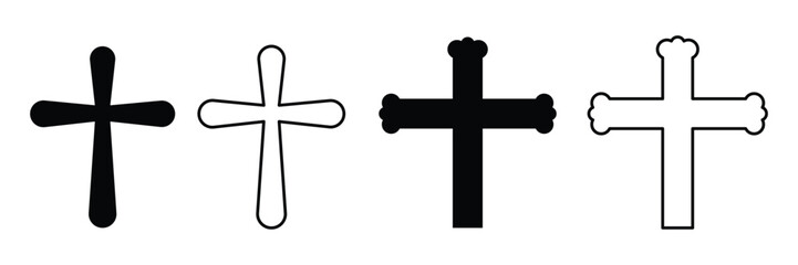 Set of Christian cross collection. Cross silhouette. Christian symbol. Vector Illustration.