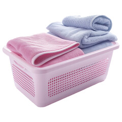 towels in a basket isolated on a transparent background