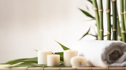 spa still life with candles and bamboo