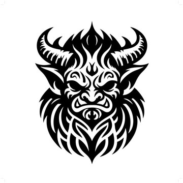 recommend clip art: troll in modern tribal tattoo, abstract line art of people, minimalist contour. Vector