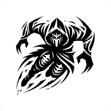 recommend clip art: assasin in modern tribal tattoo, abstract line art of people, minimalist contour. Vector
