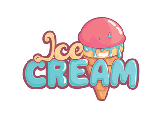Colorful Ice Cream Cone Illustration With Text 