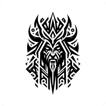 recommend clip art: shaman in modern tribal tattoo, abstract line art of people, minimalist contour. Vector
