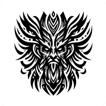 recommend clip art: shaman in modern tribal tattoo, abstract line art of people, minimalist contour. Vector