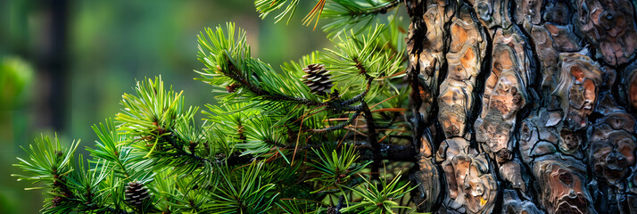 Detailed Closeup View of Pine Tree for Species Identification - obrazy, fototapety, plakaty