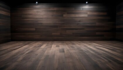 Wooden planks on the floor, creating a rustic and moody atmosphere