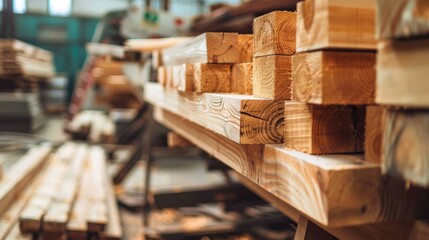 Craftsmen are buying wooden beams