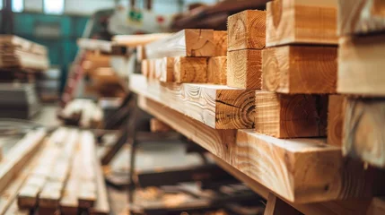 Abwaschbare Fototapete Brennholz Textur Craftsmen are buying wooden beams
