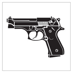 Gun in cartoon, doodle style . Image for t-shirt, web, mobile apps and ui. Isolated 2d vector illustration in logo, icon, sketch style, Eps 10, black and white. AI Generative