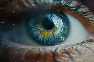 Closeup shot of blue human eye. Generative AI