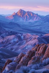 Fototapeta premium The mountain ranges at dusk revealed a stunning gradient of blues, each layer blending seamlessly into the next.