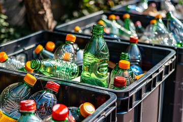 Obraz na płótnie Canvas Recycling bin with bottles .
