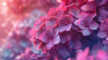 Hydrangea flower in pink bloom