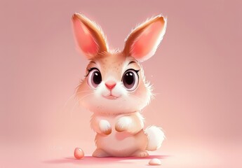 Obraz premium Cute bunnies: adorable bunny art featuring chubby cheeks, expressive eyes. Easter-themed content