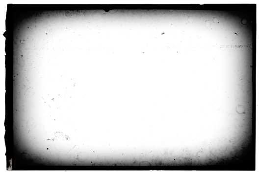 Vintage slide film frame of an old camera with dusts and scratches and lens vignette template with splatters on transparent background (png image).