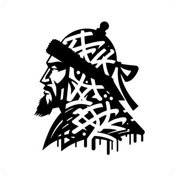 recommend clip art: genghis khan silhouette, people in graffiti tag, hip hop, street art typography illustration.