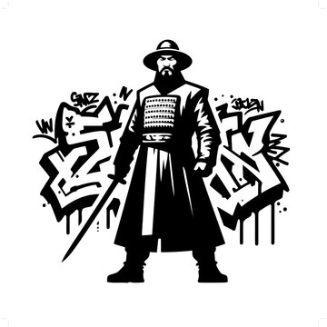 recommend clip art: genghis khan silhouette, people in graffiti tag, hip hop, street art typography illustration.