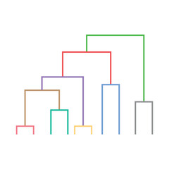 Dendrogram diagram representing a tree. Hierarchical clustering dendrogram.