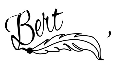 Bert - black color - name written - Word with feather for websites, baby shower, greetings, banners, cards-shirt, sweatshirt, prints, cricut, silhouette, sublimation