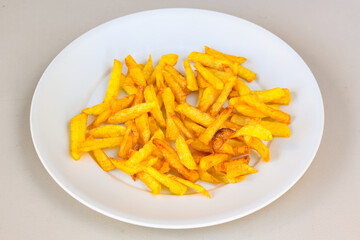 French fries Snack food crispy potato . Fast food or  snacks concept. Patates cips.