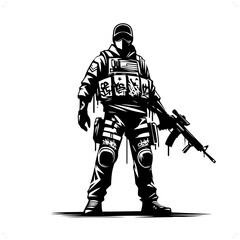 soldier silhouette, people in graffiti tag, hip hop, street art typography illustration.
