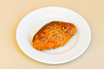 Turkish pastry product , tasty pogaca. Simit, gevrek. Turkish Pastries; peynirli, patatesli, kasarli pogaca, borek, acma, ay coregi at patisserie showcase.