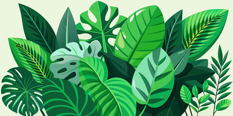 Fototapeta na wymiar green leaves of tropical plants bush muti