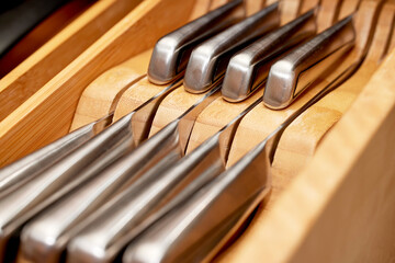 Close up of silverware in a kitchen drawer