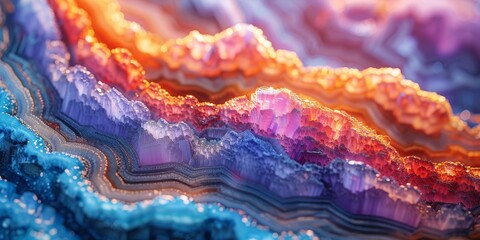 Colorful Geode Crystal Patterns in Banner Format, Colorful Background, Natural Pattern - obrazy, fototapety, plakaty