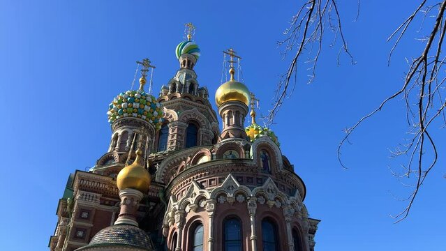 Cathedral of the Savior on Spilled Blood, St. Petersburg, Russia - April 20, 2024. The Church of the Resurrection of Christ, the Church was saved on blood. Monument of architecture and Orthodoxy