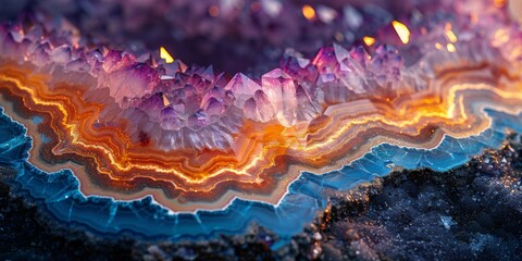 Colorful Geode Crystal Patterns in Banner Format, Colorful Background, Natural Pattern