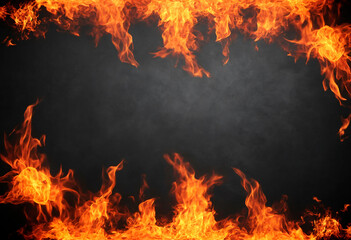 Intense flame, on a dark background. Fire Background