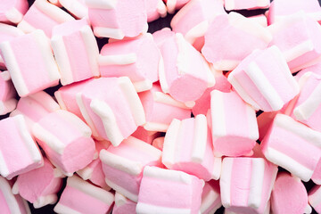 Sweet dessert . Candies from marshmallow .  Food background