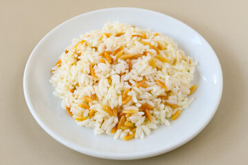 Traditional delicious Turkish food; Turkish style rice pilaf (Turkish name; Arpa sehriyeli....
