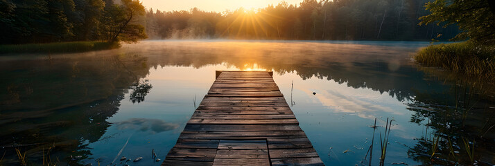 Serene Sunrise Over a Pristine Lake and Dense Forest