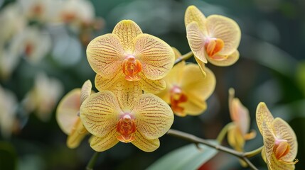Vivid yellow orchid blossom in full bloom, showcasing the captivating beauty of nature