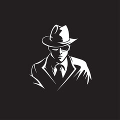 Spy Agent in cartoon, doodle style . Image for t-shirt, web, mobile apps and ui. Isolated 2d vector illustration in logo, icon, sketch style, Eps 10, black and white. AI Generative