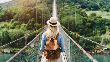 Blonde and European Traveller in the Touristic Places about Travel Photography