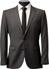male formal black suit mockup on transparent background