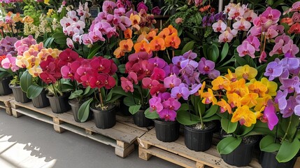 Exquisite assortment of vibrant orchid blooms showcasing a diverse array of colors