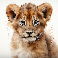 Watercolor African Lion, clipart Illustration, Generative Ai