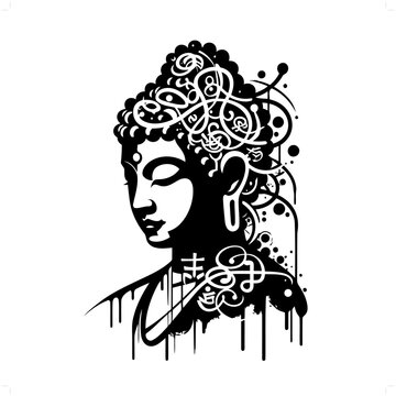 recommend clip art: buddha silhouette, deity in graffiti tag, hip hop, street art typography illustration.