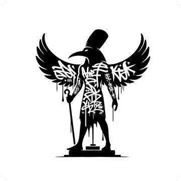 recommend clip art: Horus silhouette, deity in graffiti tag, hip hop, street art typography illustration.