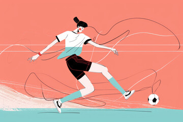 Abstract soccer player. flat illustration of a person playing football