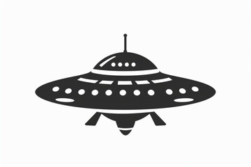 
flat ufo icon illustration design, simple alien ship symbol vector vector icon, white background, black colour icon