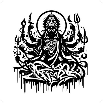 recommend clip art: kali; deity mythology silhouette, deity in graffiti tag, hip hop, street art typography illustration.