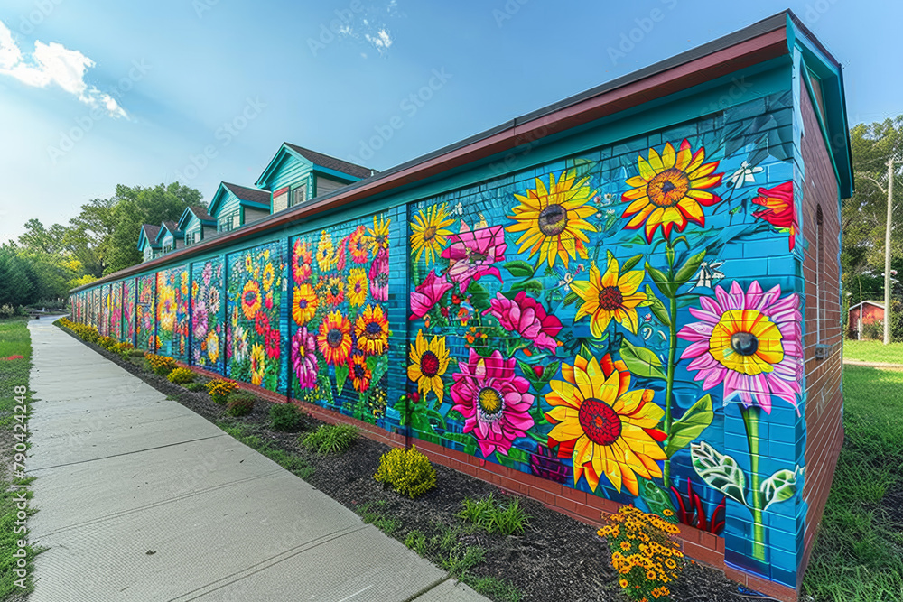Poster a vibrant mural project engaging local communities in the creative process, fostering unity and expr
